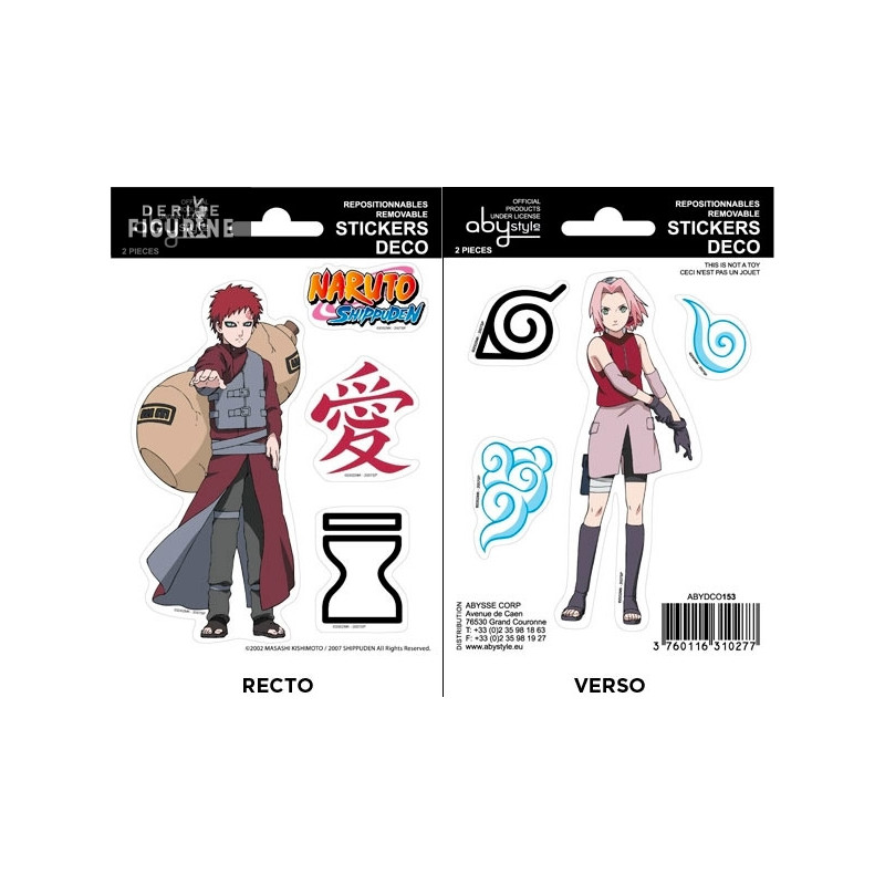 Mini stickers repositionnables Naruto Shippuden - Sakura et Gaara