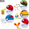 Pokémon - Figurine Wattouat, Férosinge, Marisson, Feunnec ou Goupix + Ball, Clip'n'Go Poké Balls