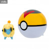 Pokémon - Figurine Wattouat, Férosinge, Marisson, Feunnec ou Goupix + Ball, Clip'n'Go Poké Balls