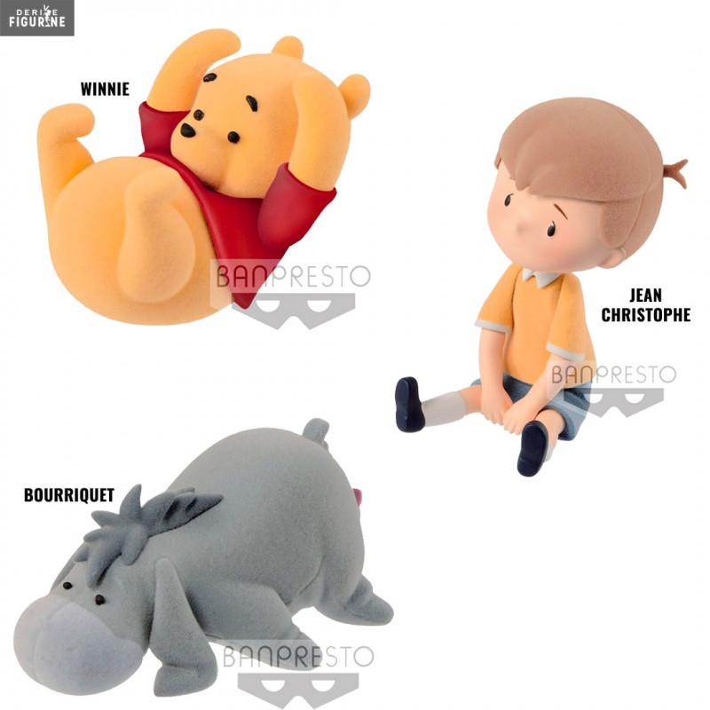 Disney Fluffy Puffy Cutte Winnie the Pooh Eeyore Christopher Robin Figure 3 Set