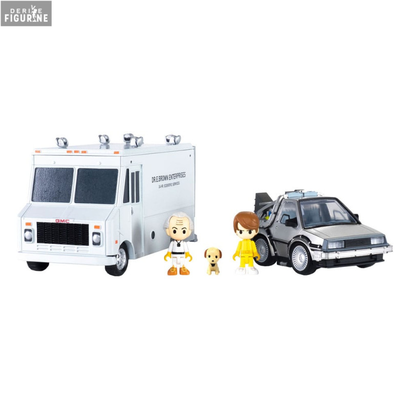 PRÉCOMMANDE - Retour vers le futur - Figurines + Véhicules Time Machine Deluxe Set, Q-Village