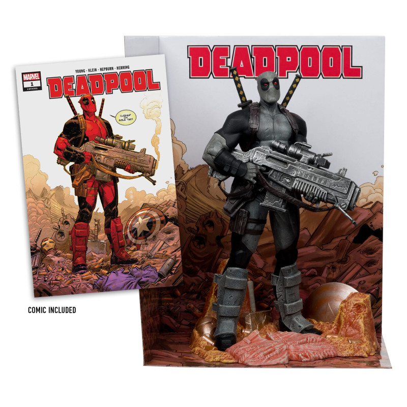 Marvel Collection - Pack figurine Deadpool (Grey Suit Chase) & Comics Deadpool n°1 (EN)