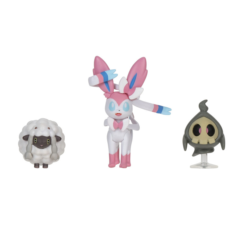 Pokémon - Pack figures Duskull, Wooloo & Sylveon, Battle Figure Set