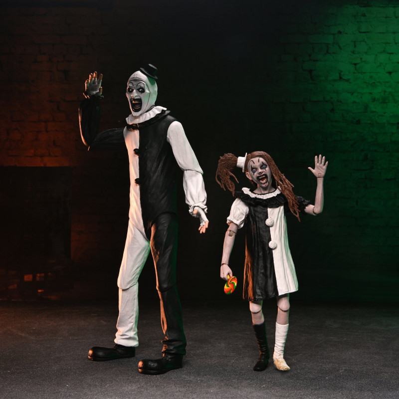 PRE ORDER - Terrifier 2 - Pack 2 figures Art the Clown & Little Pale Girl, Ultimate