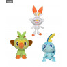 Pack 3 peluches Pokémon Épée et Bouclier - Larméléon, Ouistempo et Flambino