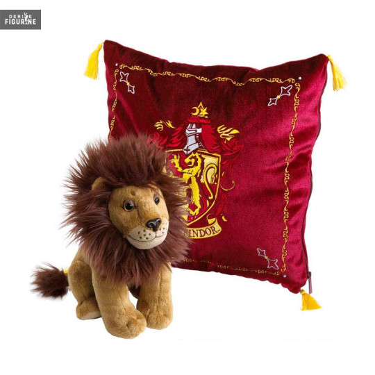 Peluche + coussin Poufsouffle, Serdaigle, Gryffondor ou Serpentard