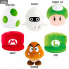 Super Mario - Goomba, Yoshi Egg, Blooper, 1UP Mushroom, Mario or Luigi hat plush, Mocchi-Mocchi